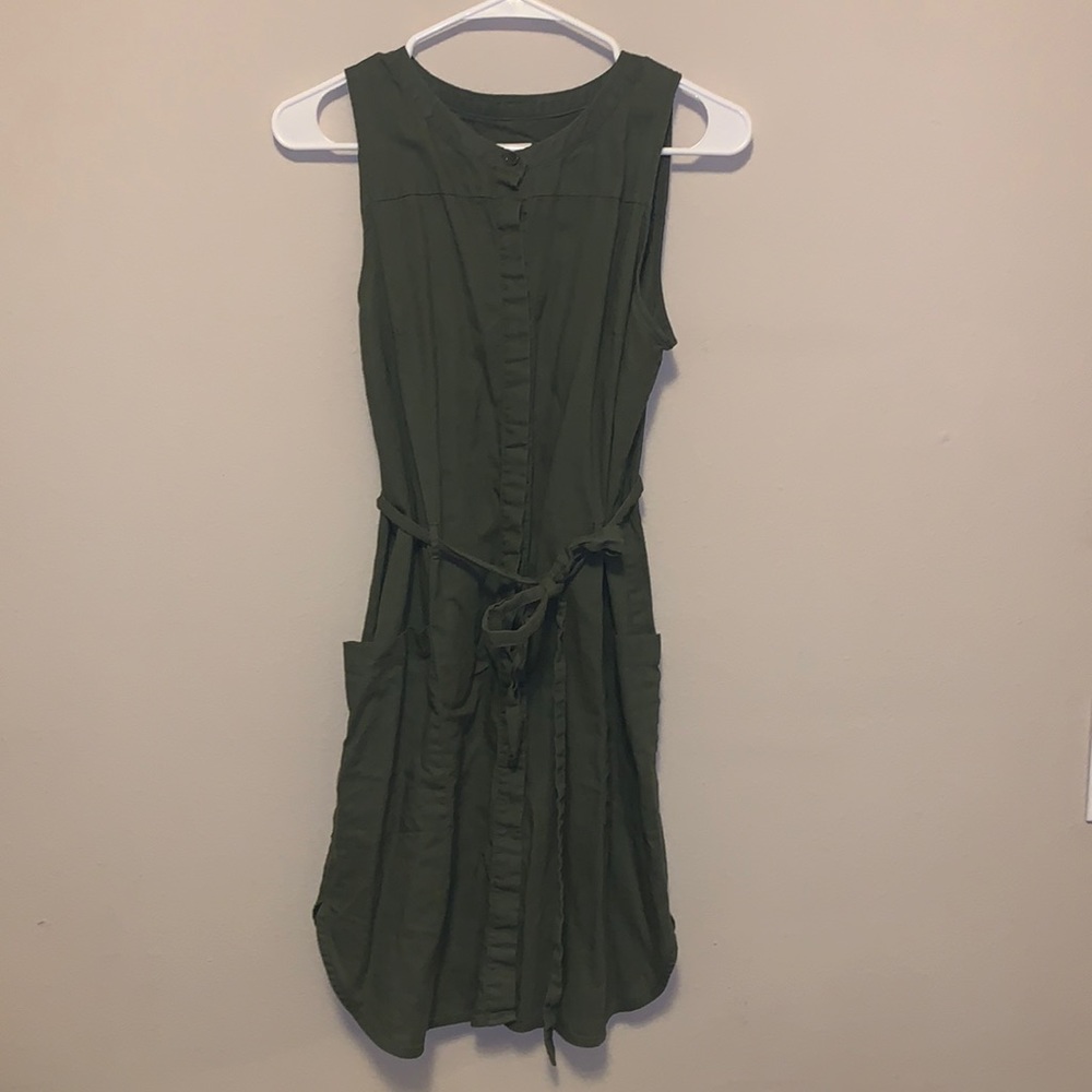 Target x A New Day Olive Green Button Up Linen Dress